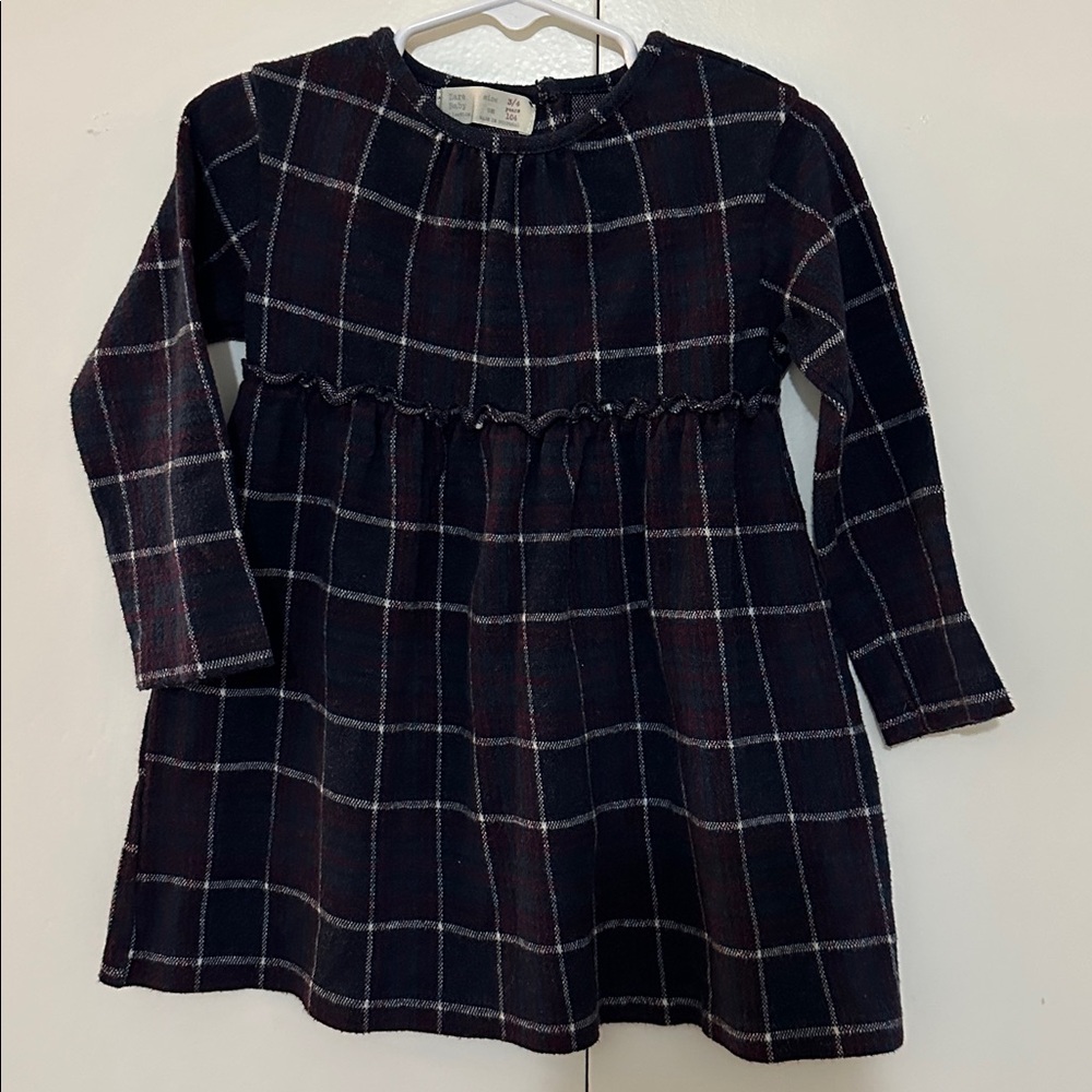 Zara Kids Long Sleeve Dress Navy Sz 3-4 years
